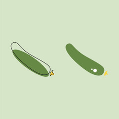 Zucchini vector illustration. Cucumber outline green color icon, outline linear sign isolated on green background