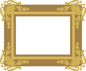 Hand-drawn antique gold picture frame with floral details