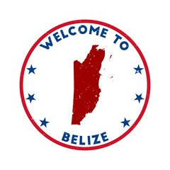 Welcome to Belize stamp. Grunge country round stamp with texture in Pacific Depths color theme. Vintage style geometric Belize seal. Superb vector illustration.