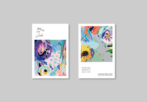 Set of Creative Floral Cards Layout