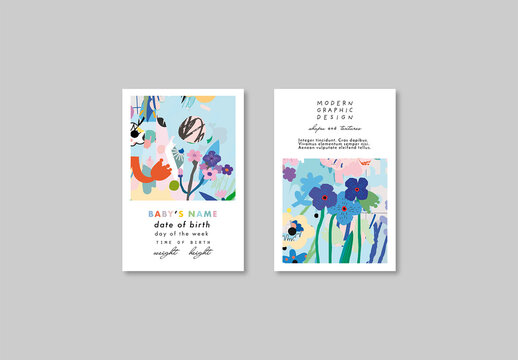 Set of Creative Floral Cards Layout