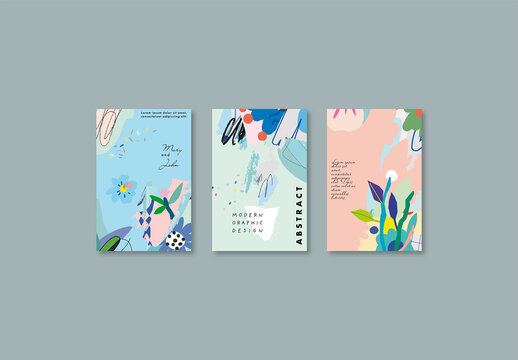 Set of Creative Floral Cards Layout
