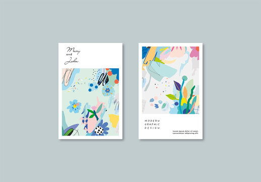 Set of Creative Floral Cards Layout