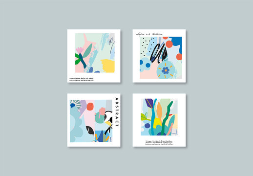 Set of Creative Floral Cards Layout