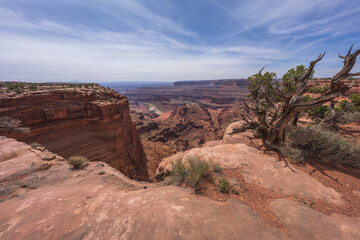 hiking the dead horse trail in dead horse point state park in utah, usa