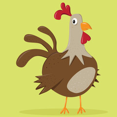 A cartoon illustration of a rooster. 