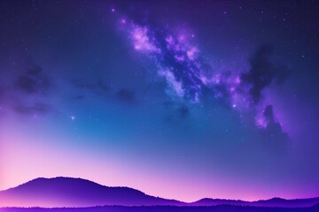 Fototapeta na wymiar Stars in the night sky, blue and purple background, galaxy - generative ai