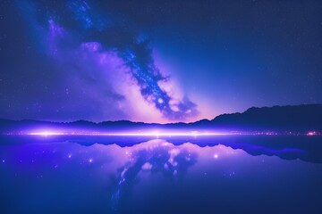Stars in the night sky, blue and purple background, galaxy - generative ai