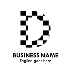 letter d with black and white squares. suitable for chess and racing or something else