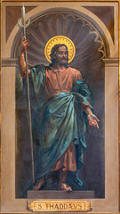 BARI, ITALY - MARCH 3, 2022: The fresco of St. Jude Thaddeus the Apostle in the church Chiesa San...