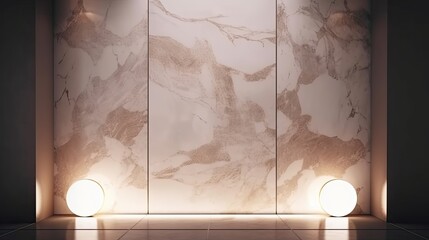 Stunning tranquil abstract marble wall, illuminated with soft natural lighting to showcase its luxurious texture and shine. Room for copy. Generative ai.