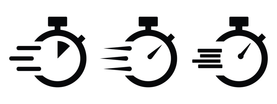 Shortest speed and time limit stopwatch vector icon black and white set material