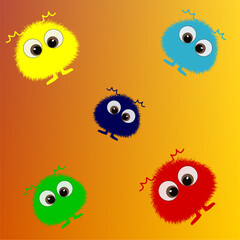 Vector pattern of cute plushies