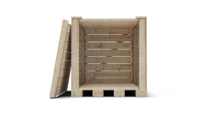 Caisse de transport en bois pour objet fragile - rendu 3D