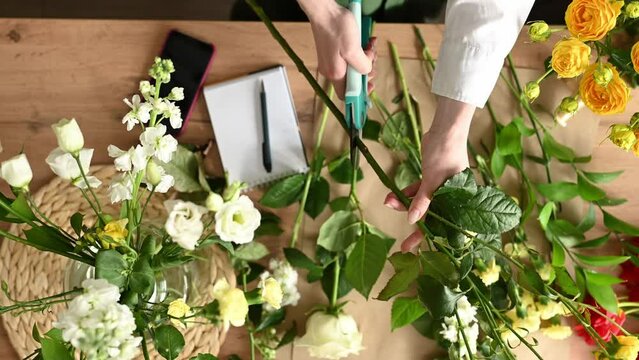 Woman working in florist shop