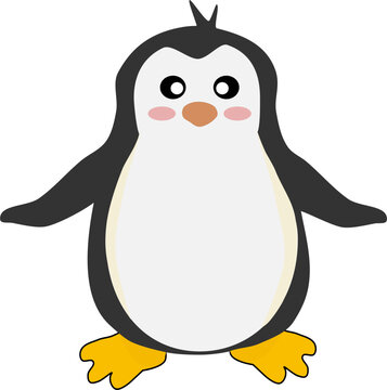 Cute penguin in flat style. Cold winter symbol. Antarctic bird, animal vector illustration. Kids drawing.