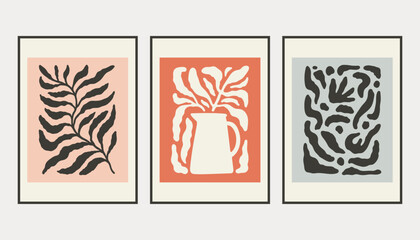 Matisse Abstract Art Set, Aesthetic Modern Art, Boho Decor, Minimalist Art, Illustration, Vector, Poster, Postcard.