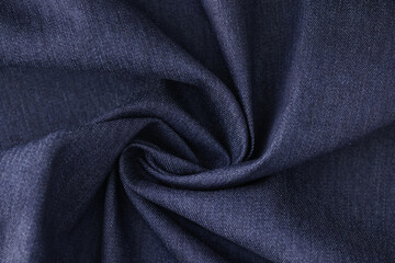 Dark blue dense fabric for suits sewing upper view
