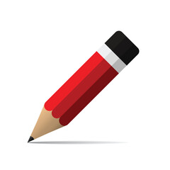 Simple pencil for drawing, drawing. Pencil with shadow on white background. Vector