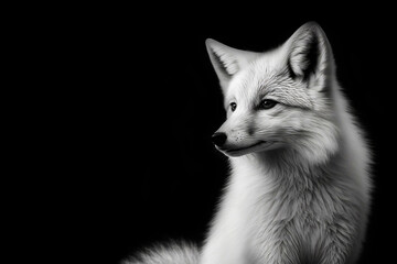 Obraz premium Snow Fox. White arctic fox sitting in snow.