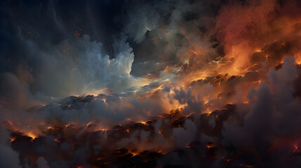 Fototapeta na wymiar Sky filled with numerous clouds | evoking a sense of awe and wonder, generative ai