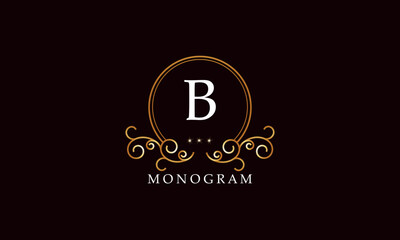 Luxury vector initial letter B monogram. Vintage logo, retro sign, company brand.