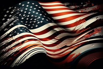 USA flag background illustration. AI generative