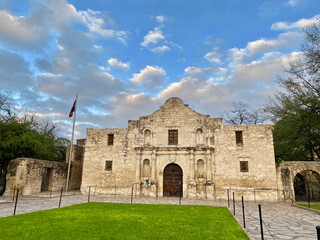 Alamo with clouds