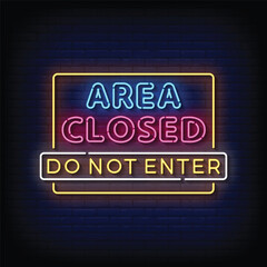 Neon Sign area closed with brick wall background vector