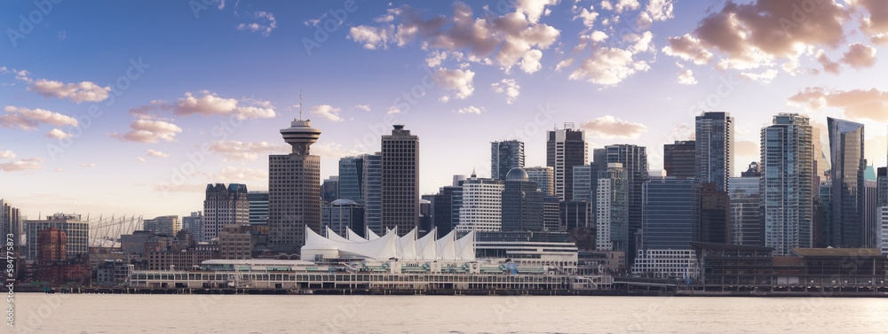 Canvas Prints canada place, city skyline, urban downtown cityscape. vancouver, british columbia, canada. winter su