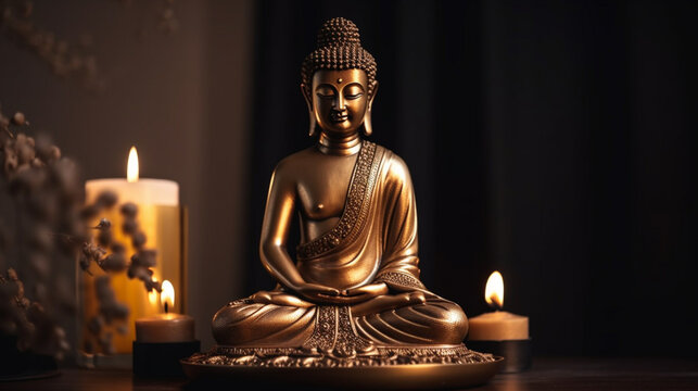 golden buddha statue, Generative Ai