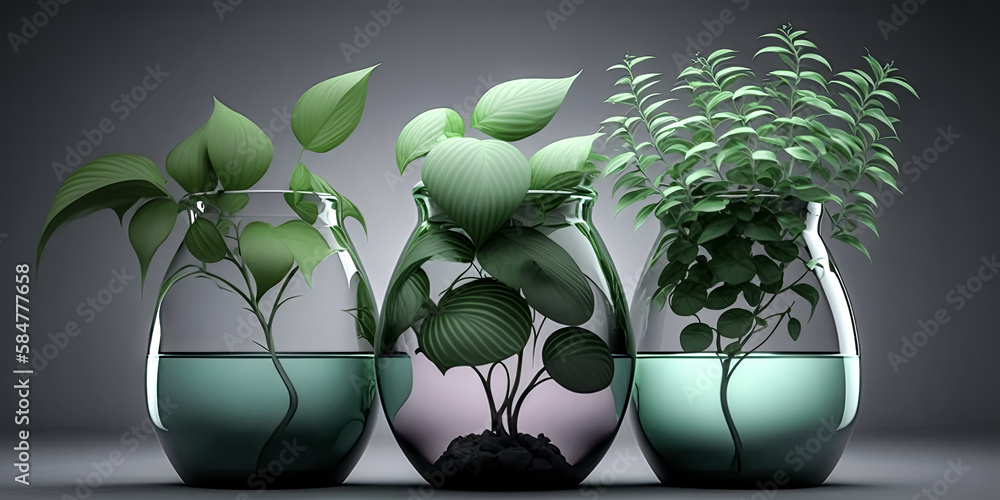 Poster a lush green background is adorned with a single leaf, creating a tranquil atmosphere - generative a