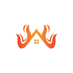 Home roof building fire modern logo