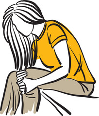 young woman with leg pain health problems vector illustration