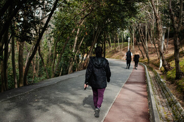 Persons who walk in the park on an ordinary day in kanlica Istanbul, turkey