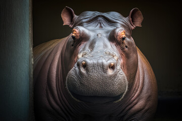 Portrait of hippopotami in zoo. Ai generated  