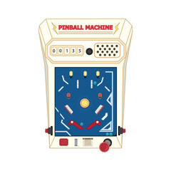 Vintage game pinball machine. flat design cartoon concept. vector ,illustration