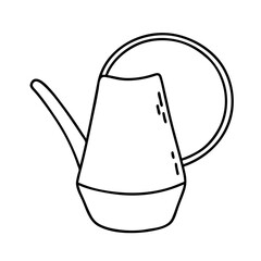 Outline small watering can for garden. Vector outline illustration.