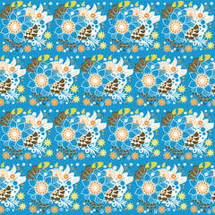 Fototapeta na wymiar Abstract hand drawn daisy pattern