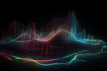 Abstract Visualisation of data and technology in graph form. 3D Illustration. Created with Generative AI Tools