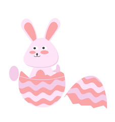 a bunny symbol complemented by a pink easter egg to celebrate Easter day for people of various Christians
