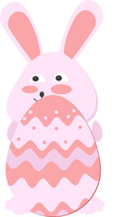 Fototapeta premium a symbol of a rabbit carrying pink eggs to celebrate Easter for people of various Christians 