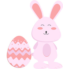 a bunny symbol complemented by a pink easter egg to celebrate Easter day for people of various Christians
