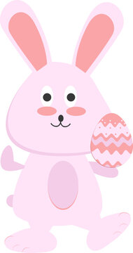 a symbol of a rabbit carrying pink eggs to celebrate Easter for people of various Christians
