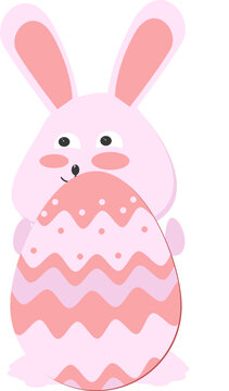 a symbol of a rabbit carrying pink eggs to celebrate Easter for people of various Christians
