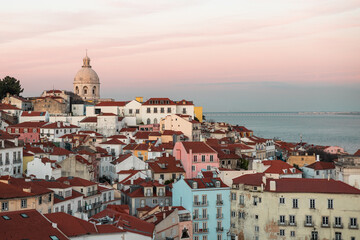 Lisbon skyline at sunset
