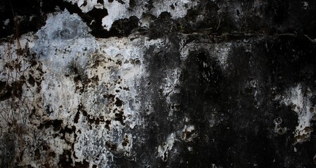 cracked abstract wall, black and white textured wall background, cracked wall background