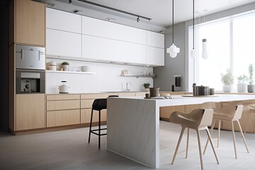 minimalistic modern kitchen interior chair and table design