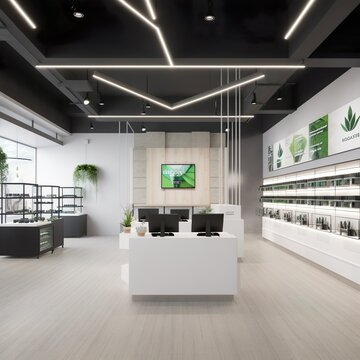 Cannabis Marijauana dispensary open floorpan 