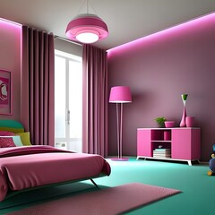 A pink room, concept (generative AI)